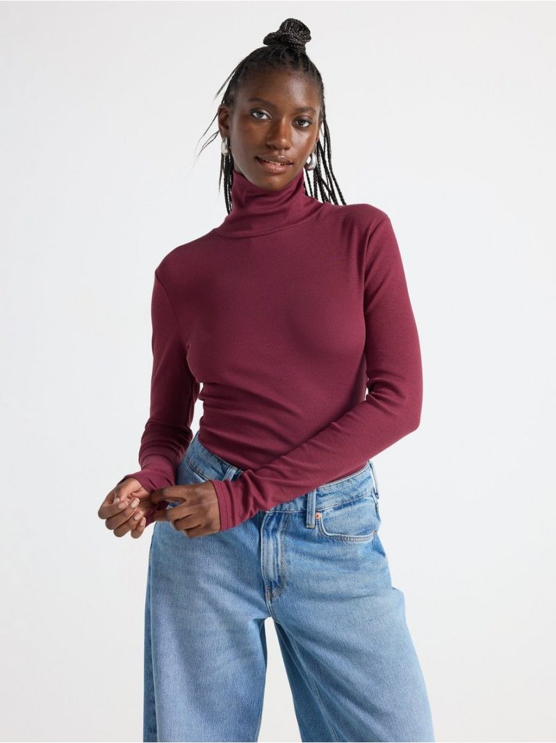 Ribbed polo-neck top - 3008308-1753