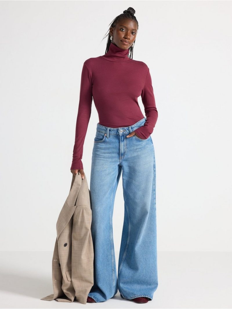 Ribbed polo-neck top - 3008308-1753