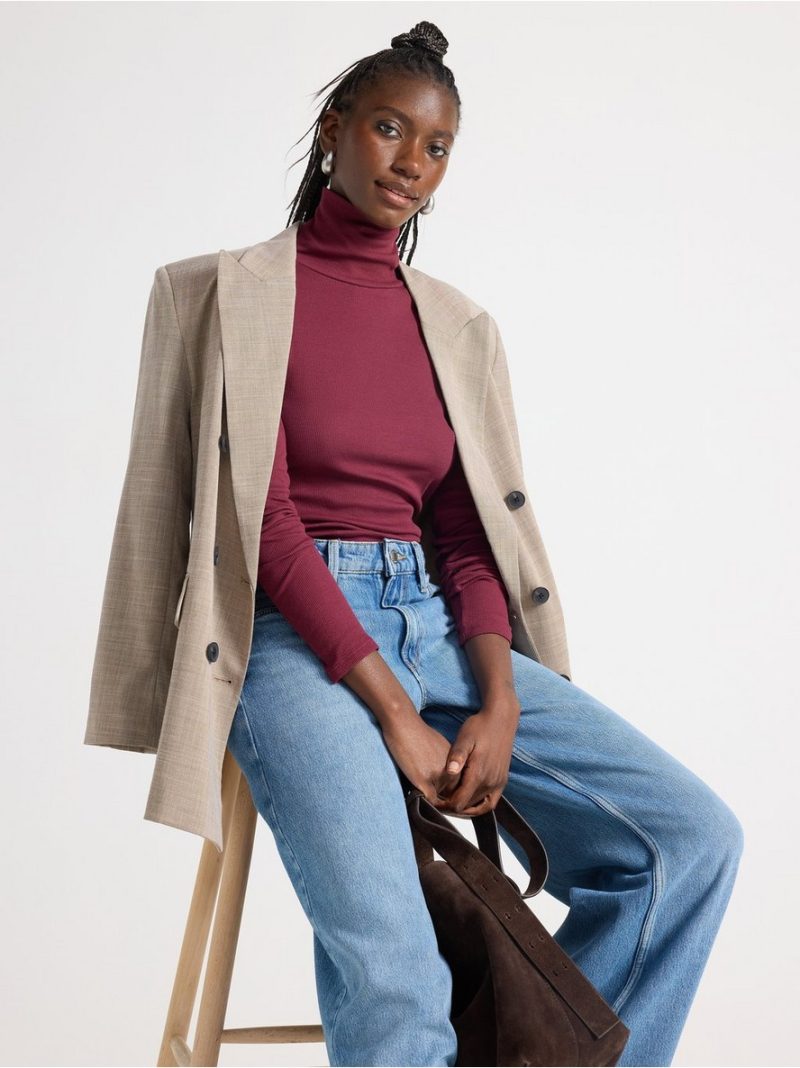 Ribbed polo-neck top - 3008308-1753