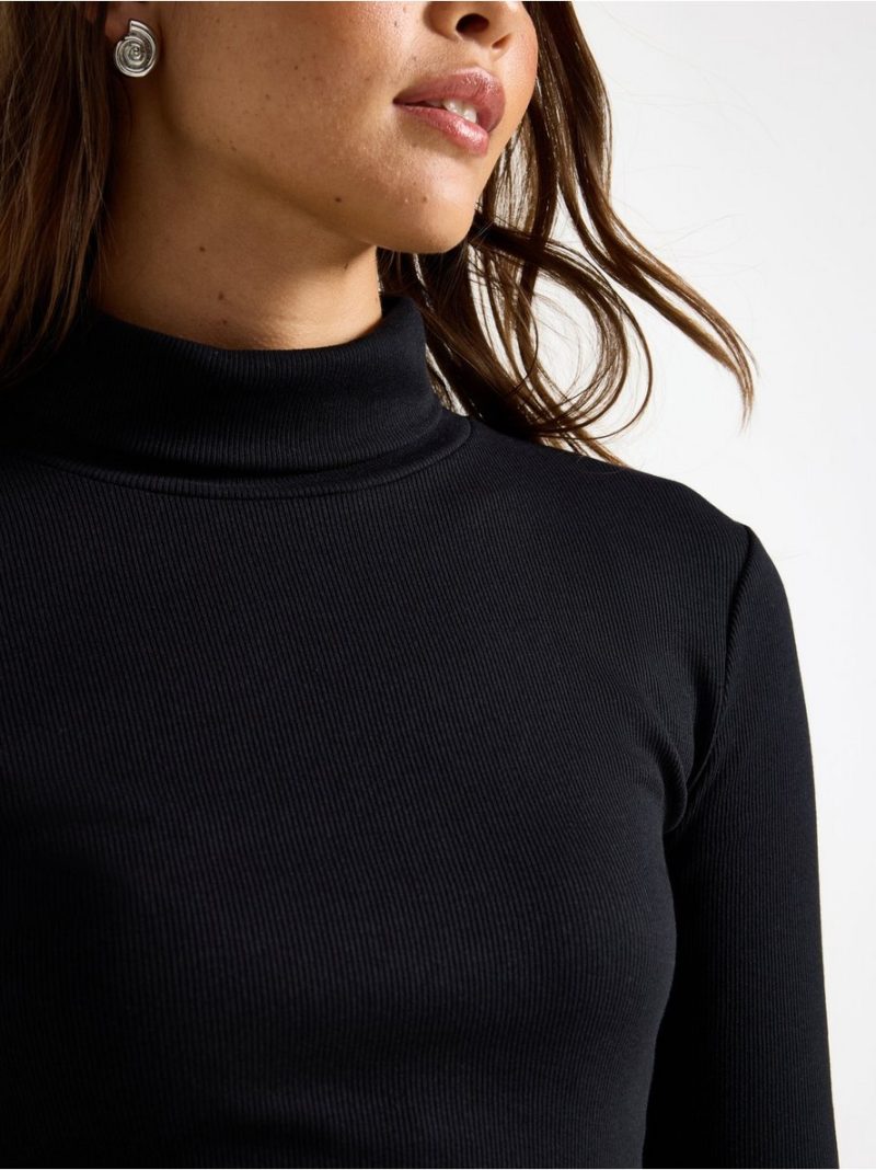 Ribbed polo-neck top - 3008308-80