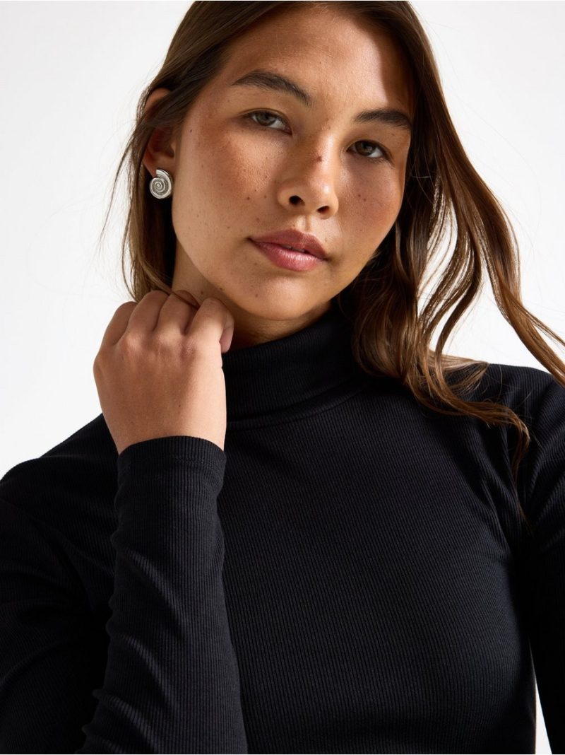 Ribbed polo-neck top - 3008308-80