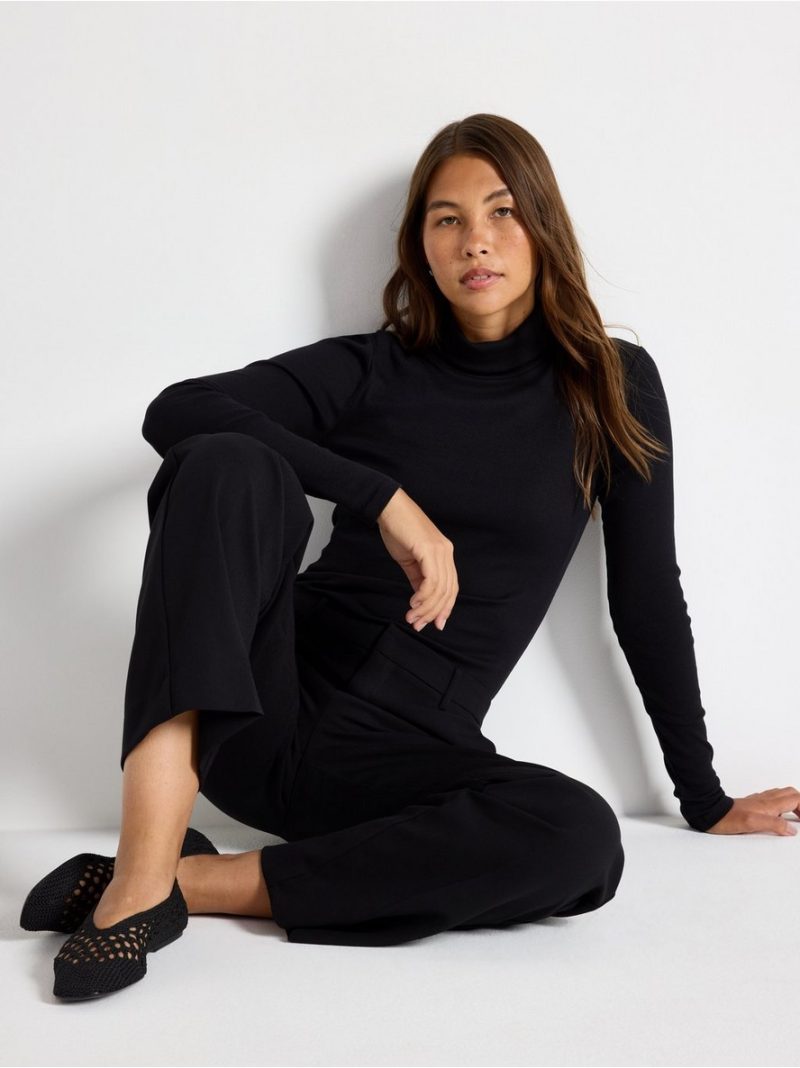 Ribbed polo-neck top - 3008308-80