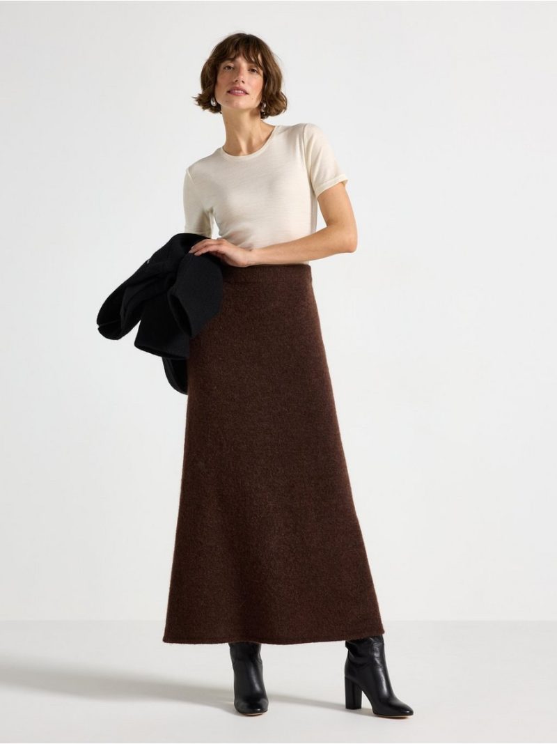 Knitted maxi skirt in wool blend - 3008420-9618