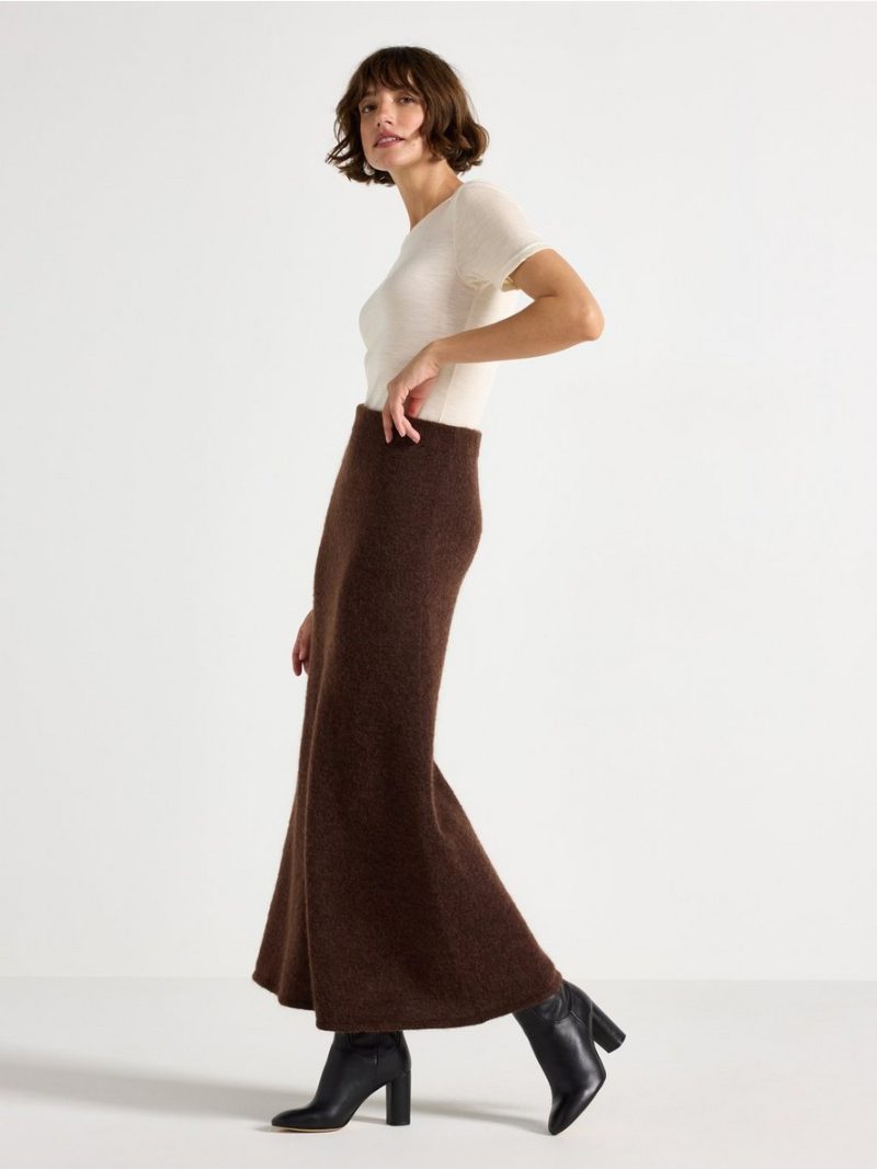 Knitted maxi skirt in wool blend - 3008420-9618