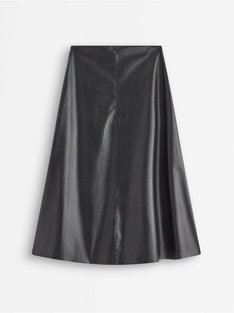 Flared  midi skirt in imitation leather - 3008549-80