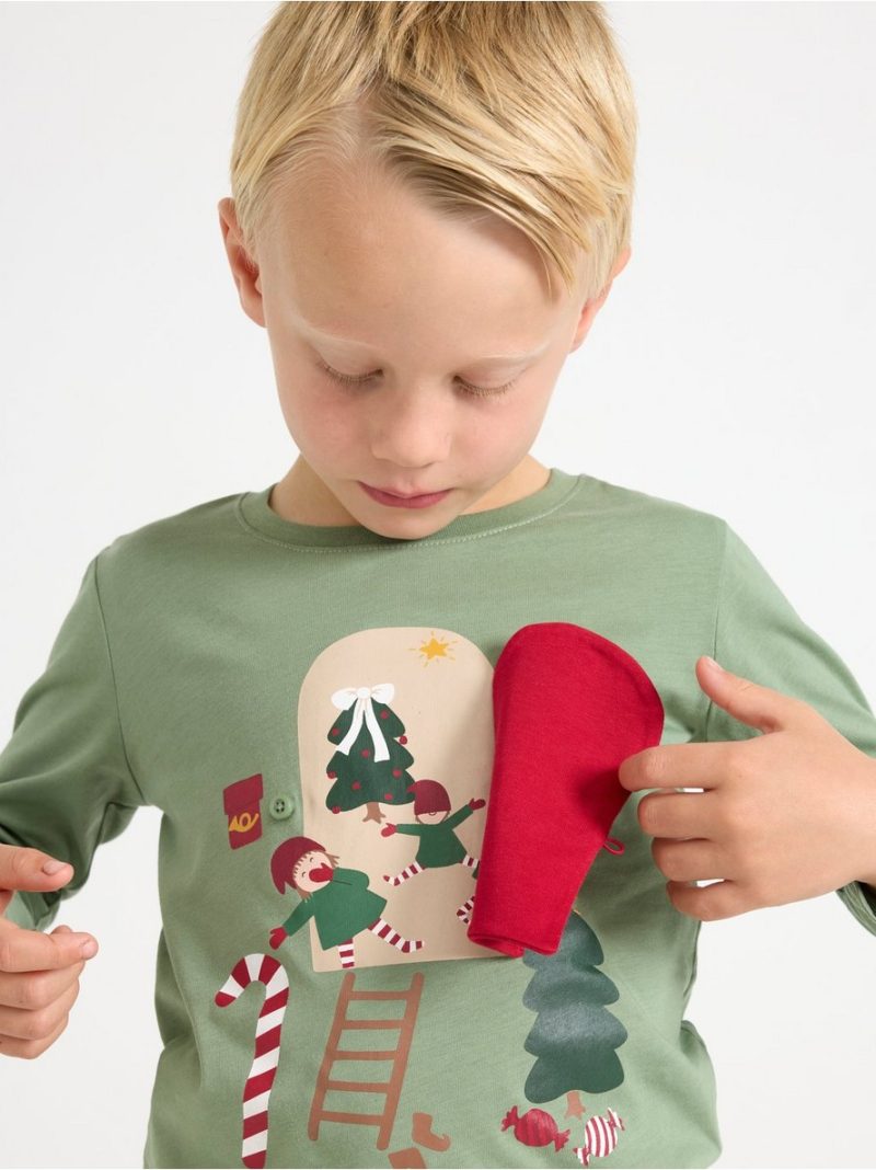 Long-sleeved top with christmas motif - 3008592-7672