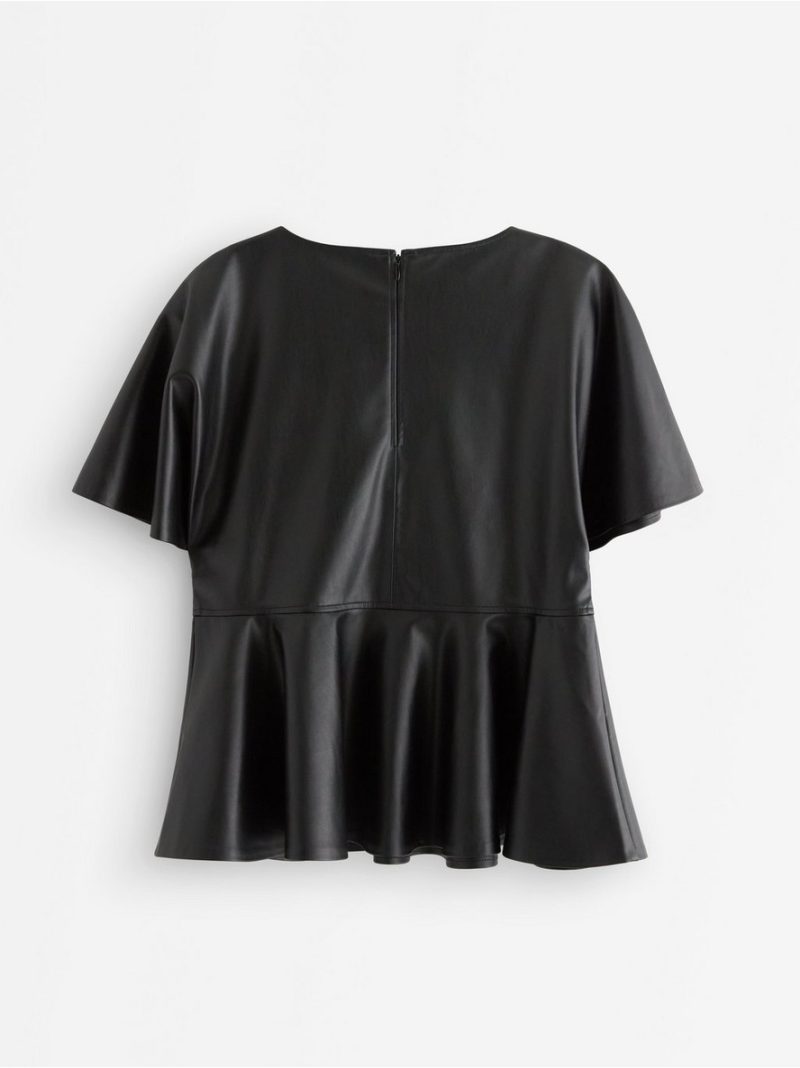 Peplum top  in imitation leather - 3008624-80