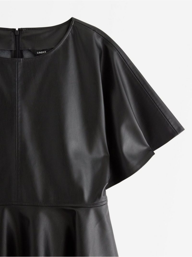 Peplum top  in imitation leather - 3008624-80