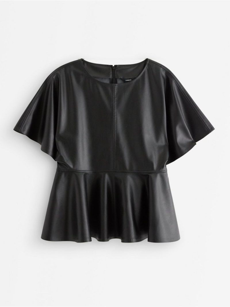 Peplum top  in imitation leather - 3008624-80