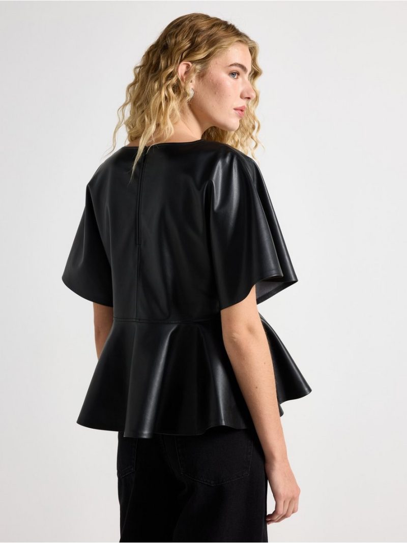 Peplum top  in imitation leather - 3008624-80