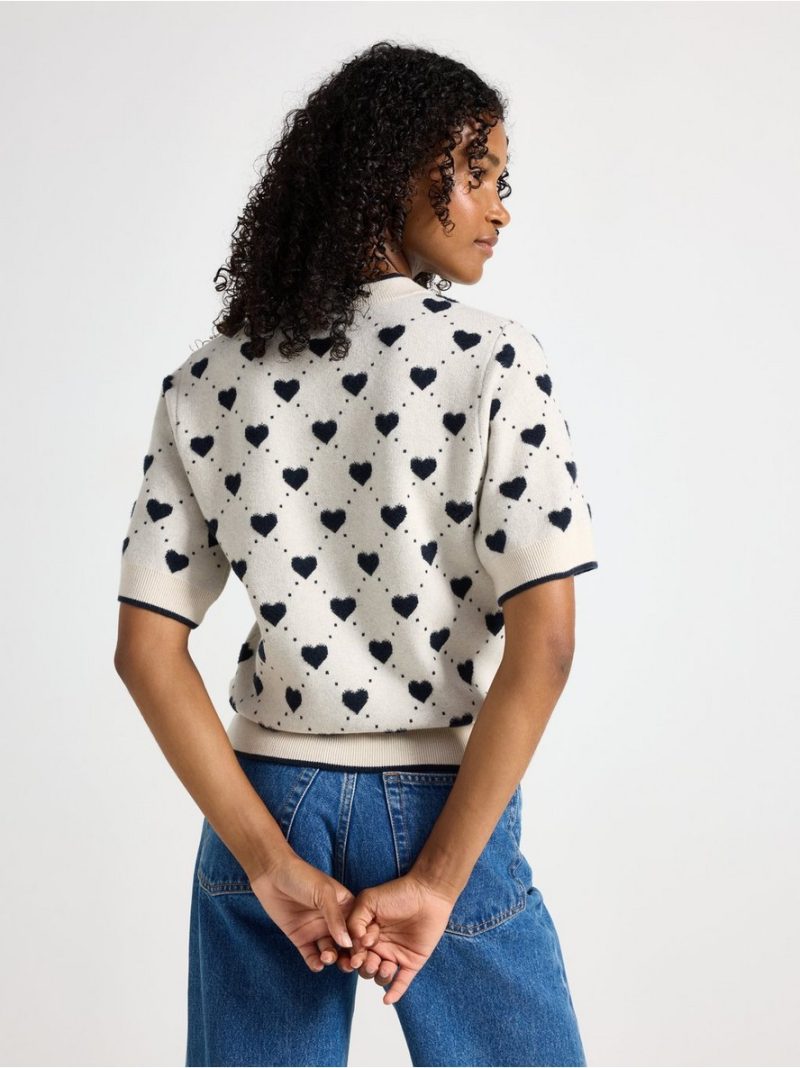 Short-sleeved knitted jumper - 3008960-9806