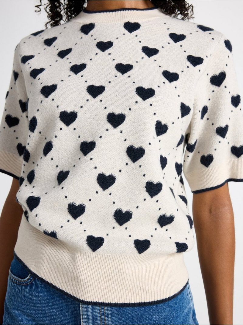 Short-sleeved knitted jumper - 3008960-9806