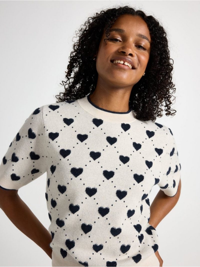 Short-sleeved knitted jumper - 3008960-9806