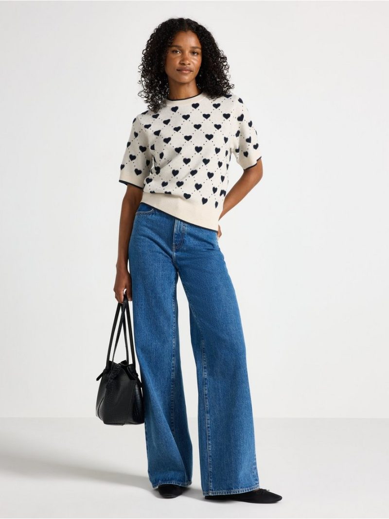 Short-sleeved knitted jumper - 3008960-9806