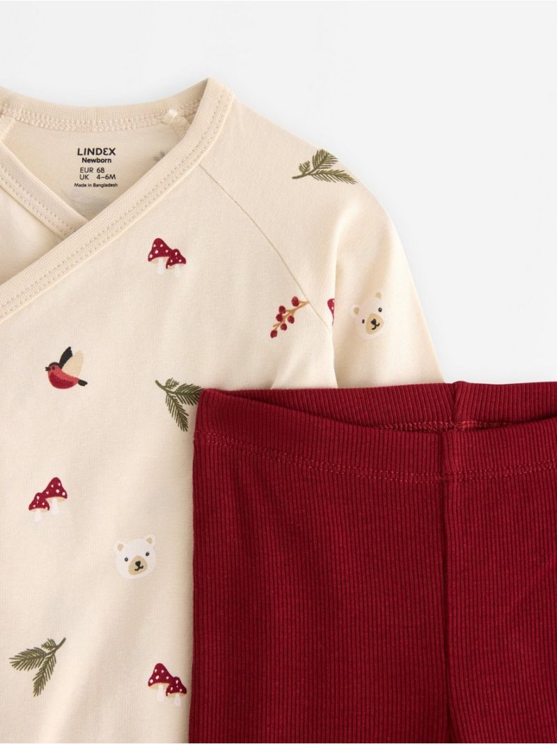 Set - wrap bodysuit and leggings - 3009109-9348