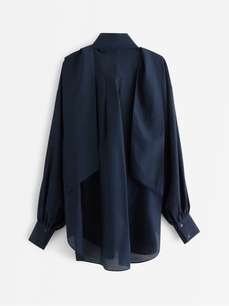 Blouse with tie band - 3009217-8132