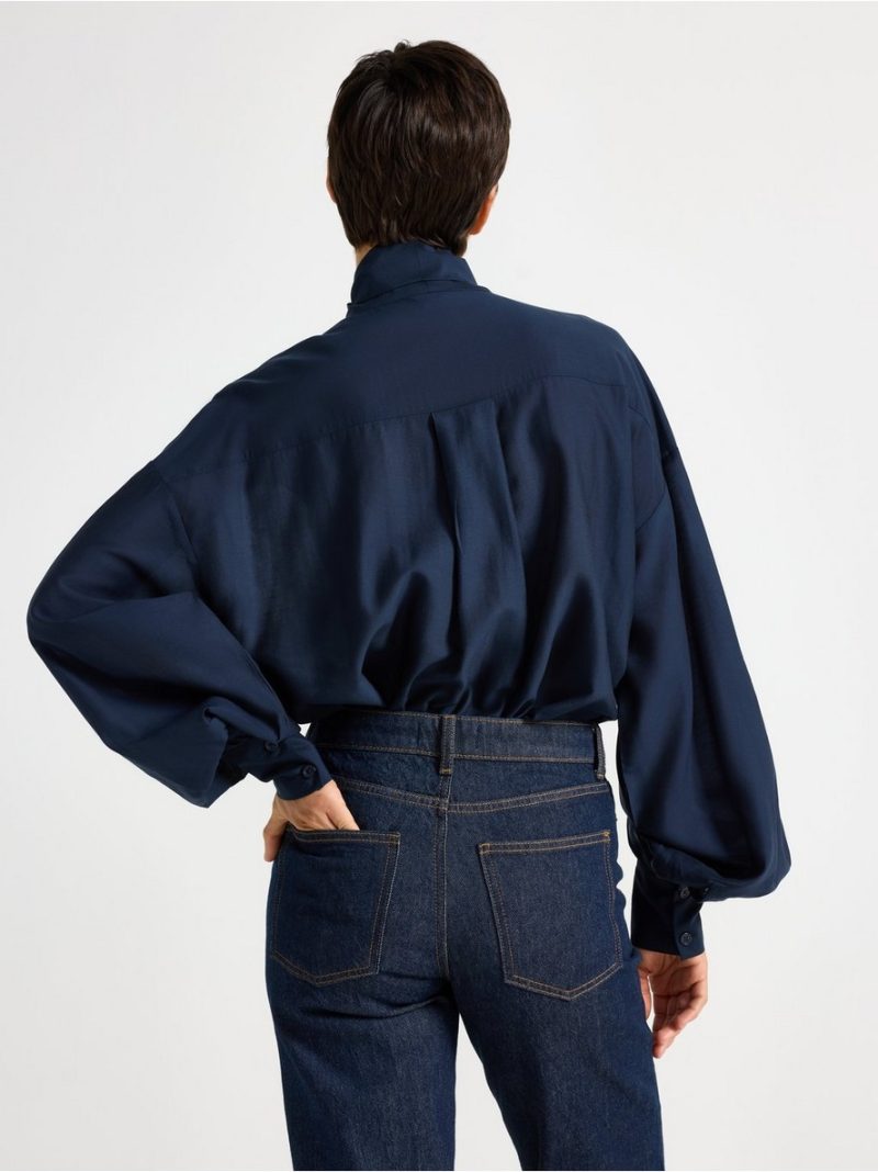 Blouse with tie band - 3009217-8132