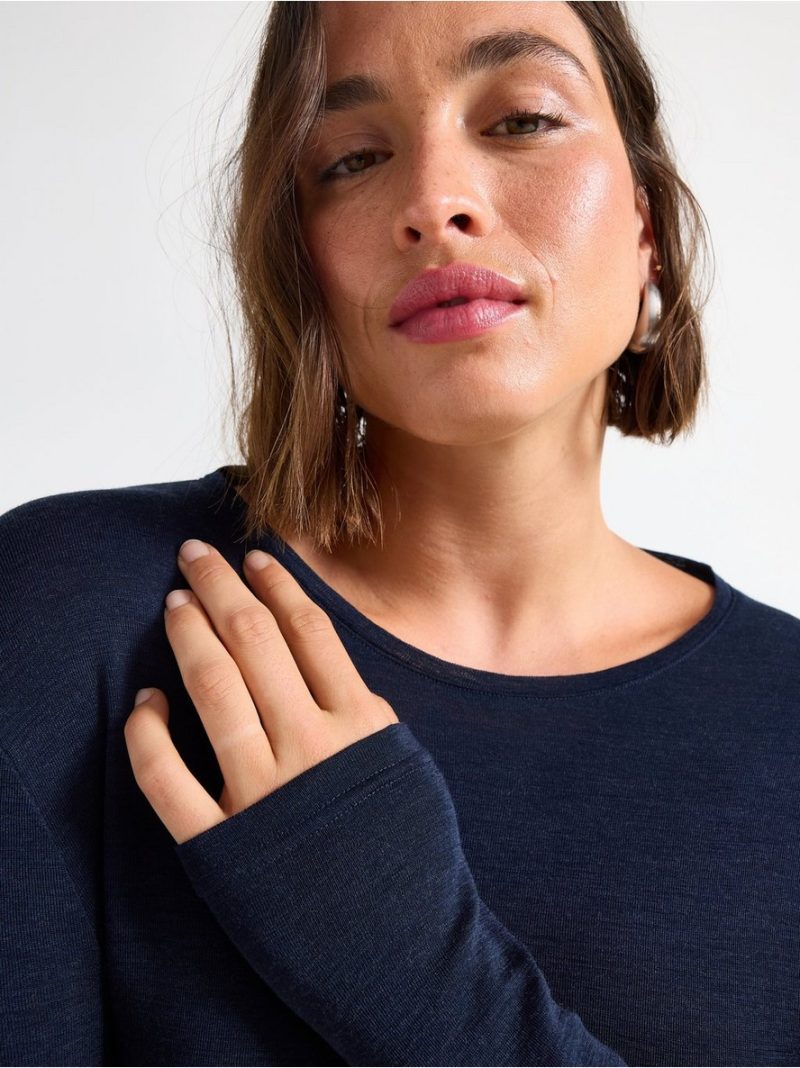 Long sleeve top in merino wool - 8362682-1281