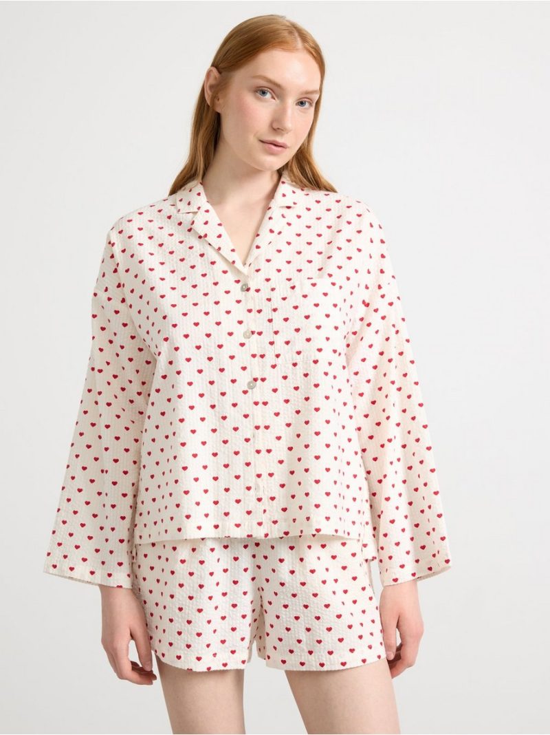 - Pyjama shirt in seersucker Pyjama shirt in seersucker - 8673001-6286