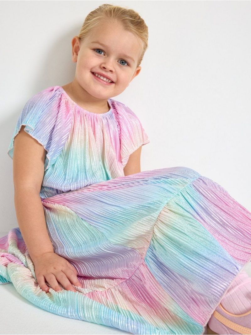 Plissé dress with glitter - 3009138-6666