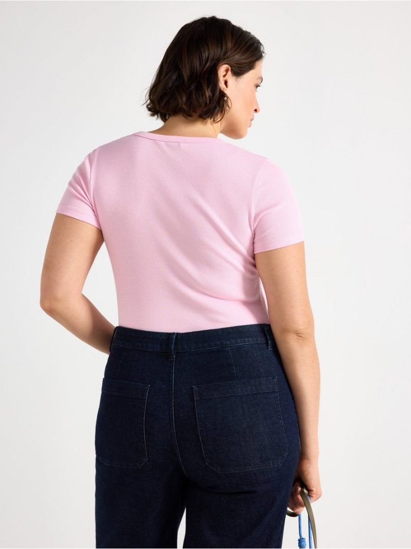 Short-sleeved ribbed top - 3008467-7260