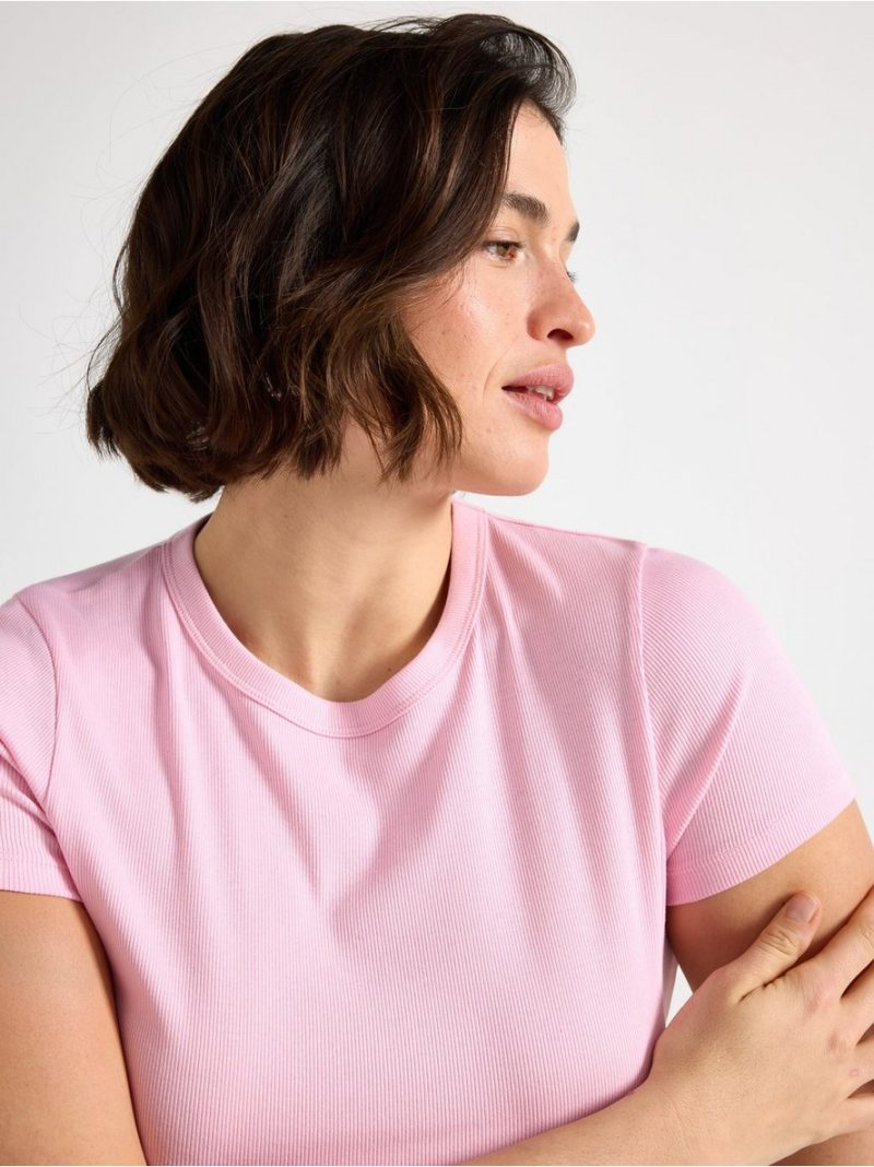 Short-sleeved ribbed top - 3008467-7260