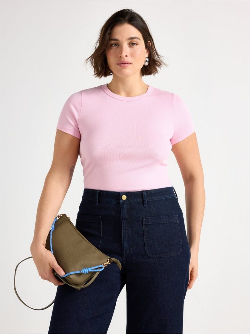 Short-sleeved ribbed top - 3008467-7260