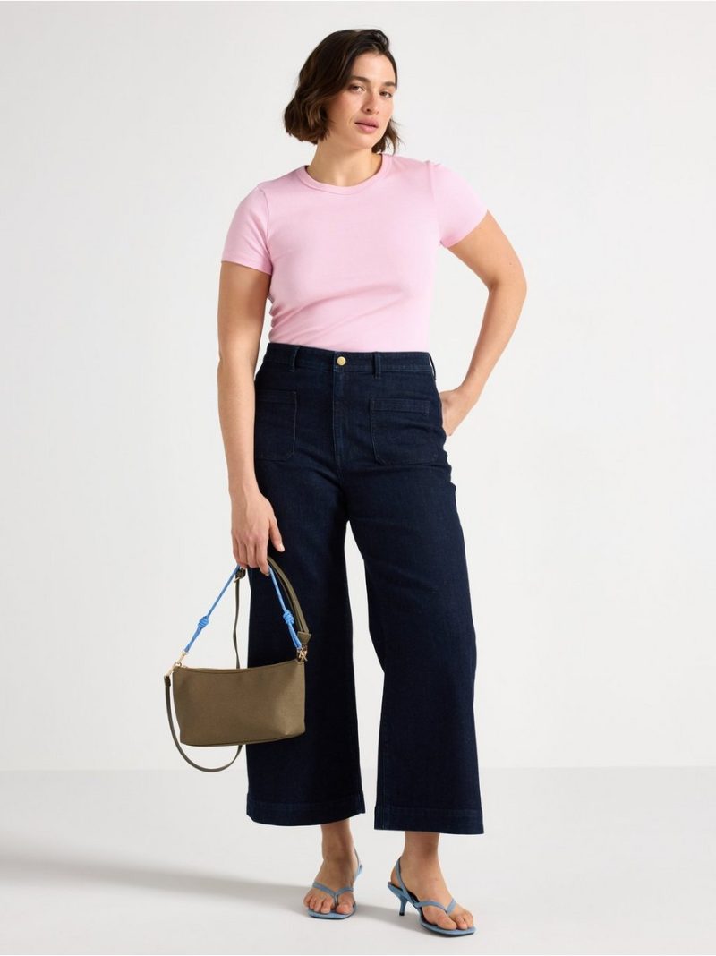 Short-sleeved ribbed top - 3008467-7260