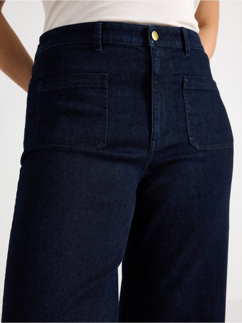 WIDE cropped high waist jeans with light stretch - 3009161-822
