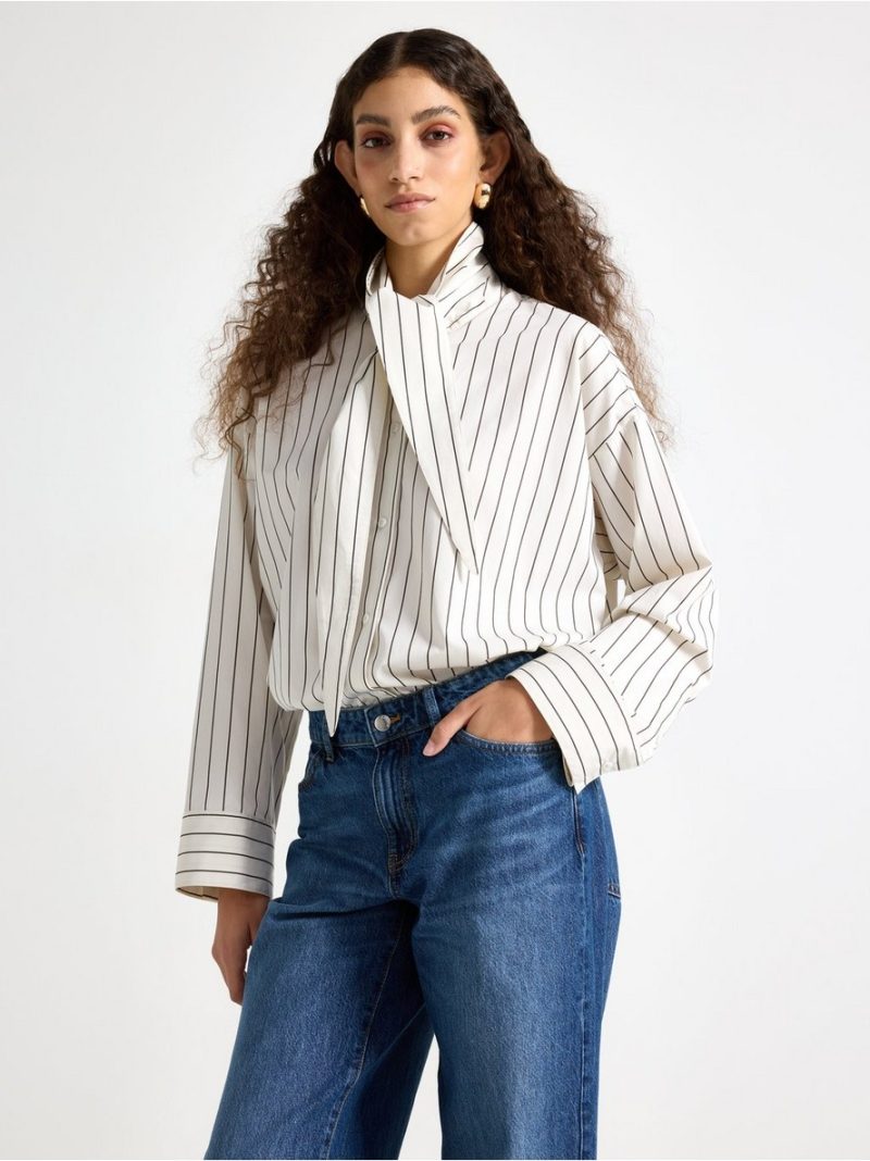 Shirt with tie band at the neck - 3009683-1418