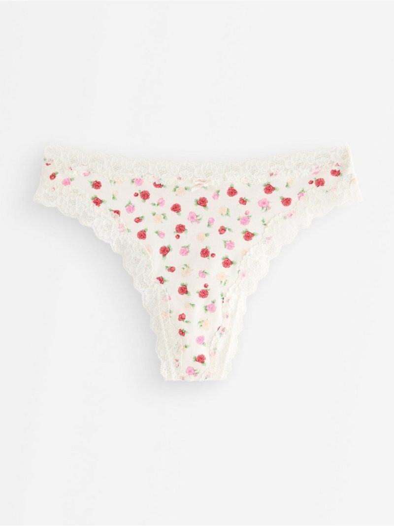 Thong with lace trim - 3008955-1416