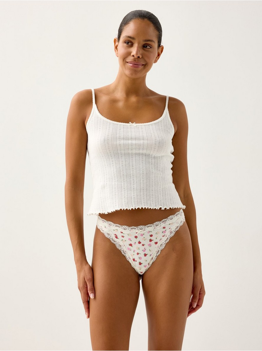 Thong with lace trim - 3008955-1416