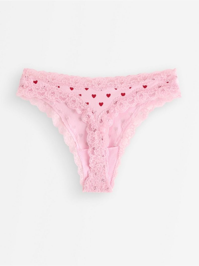 Thong with lace trim - 3008955-3643
