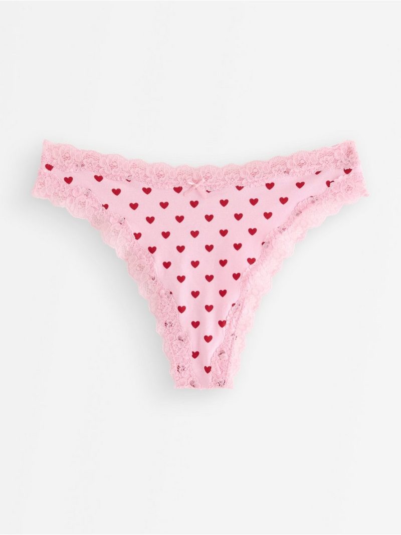 Thong with lace trim - 3008955-3643