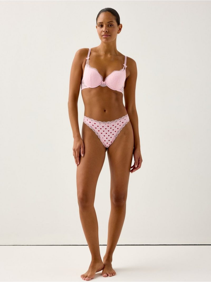 Thong with lace trim - 3008955-3643