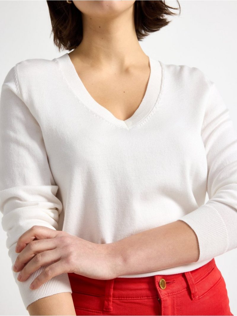 Fine-knit v-neck jumper - 3009339-300