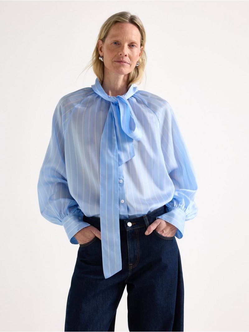 Blouse with tie band - 3009467-7278