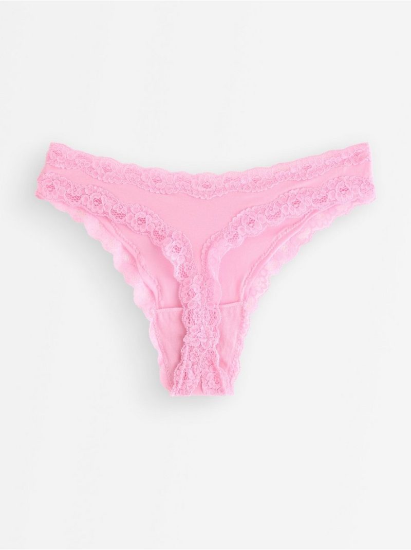 Thong with lace trim - 3009501-2151