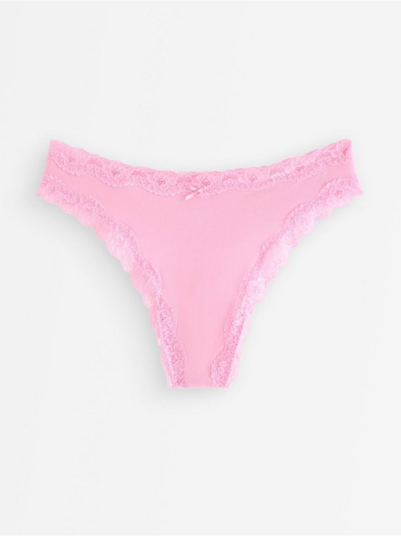 Thong with lace trim - 3009501-2151