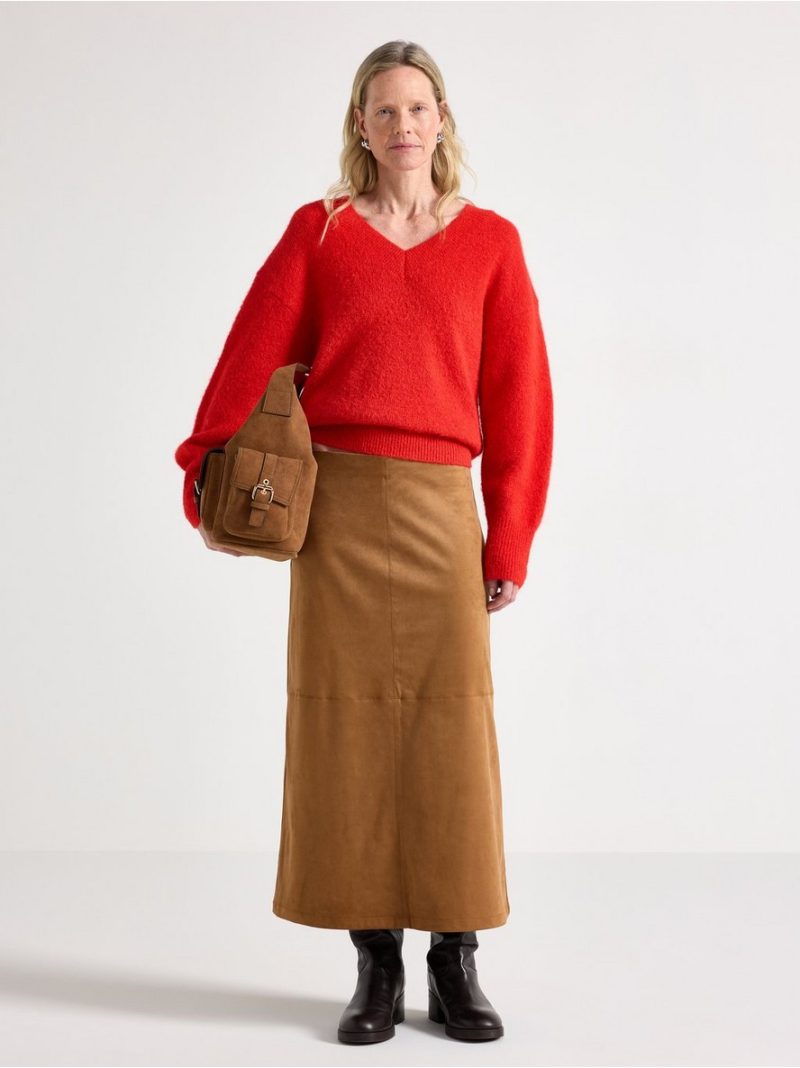 - Midi skirt in imitation suede Midi skirt in imitation suede - 3009785-9618