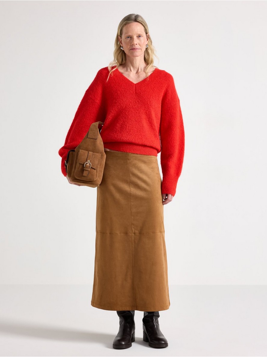 Midi skirt in imitation suede - 3009785-9618