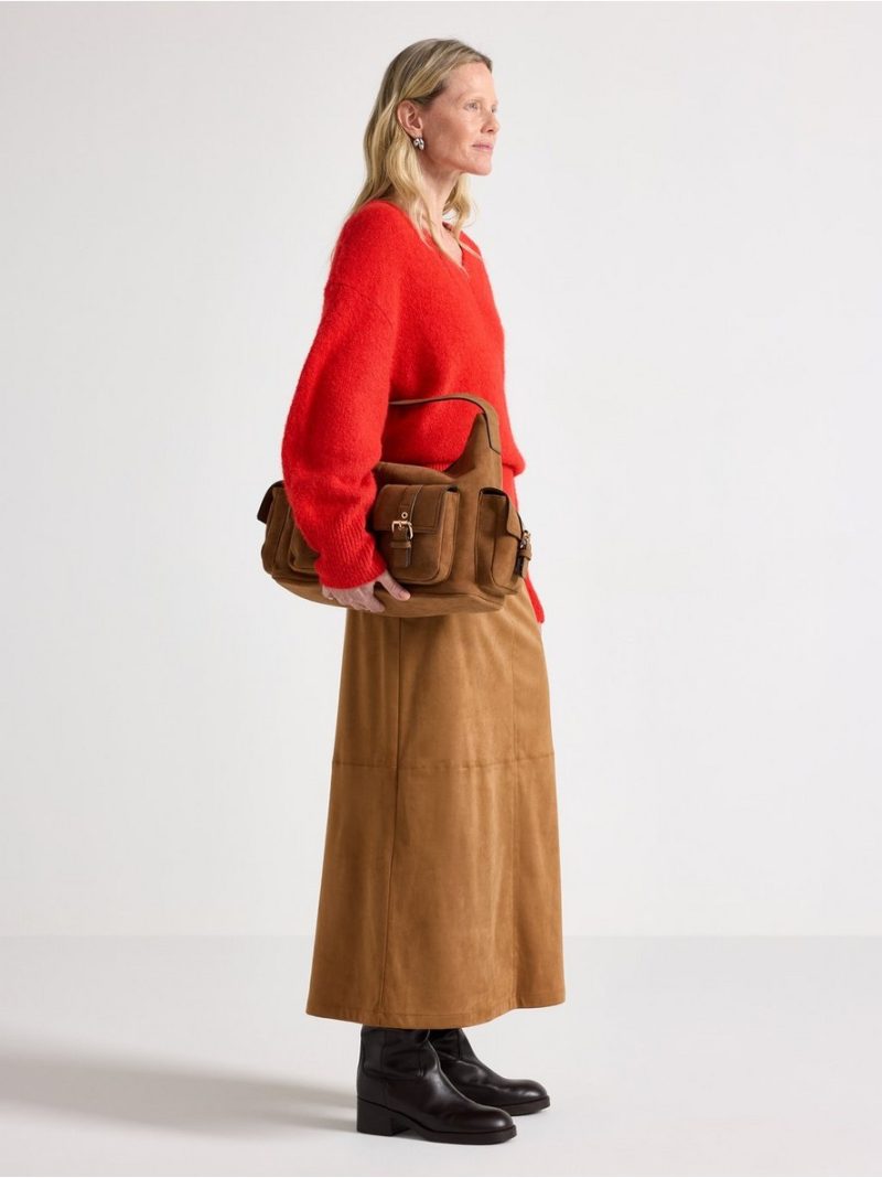 Midi skirt in imitation suede - 3009785-9618