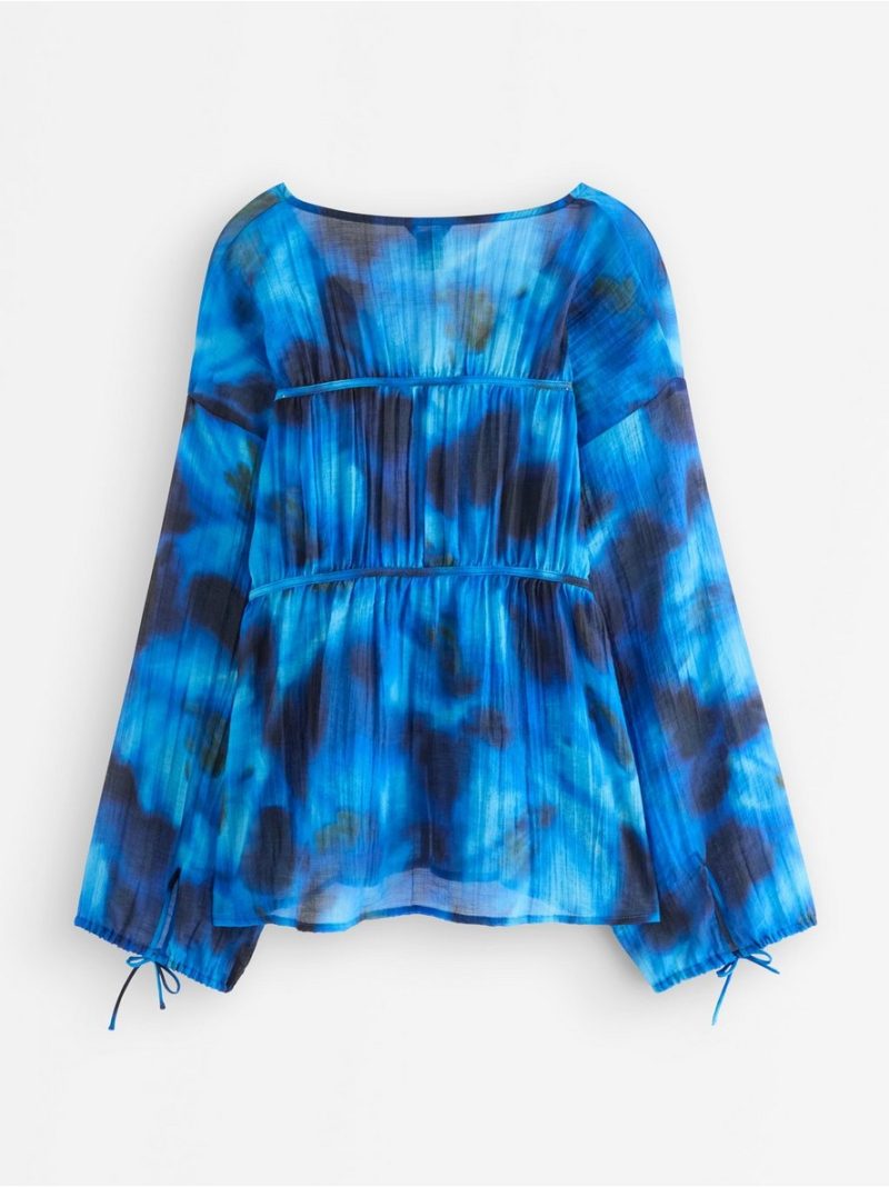 Blouse with tie band - 3010006-9614