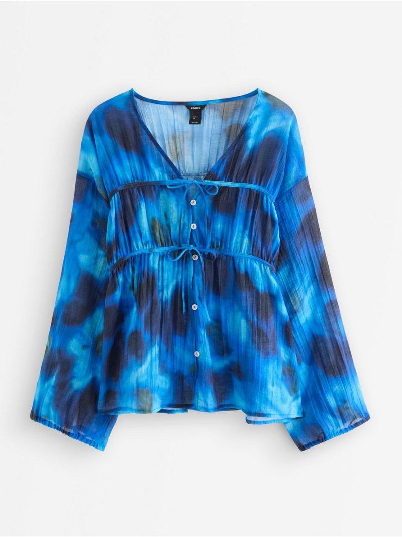 Blouse with tie band - 3010006-9614