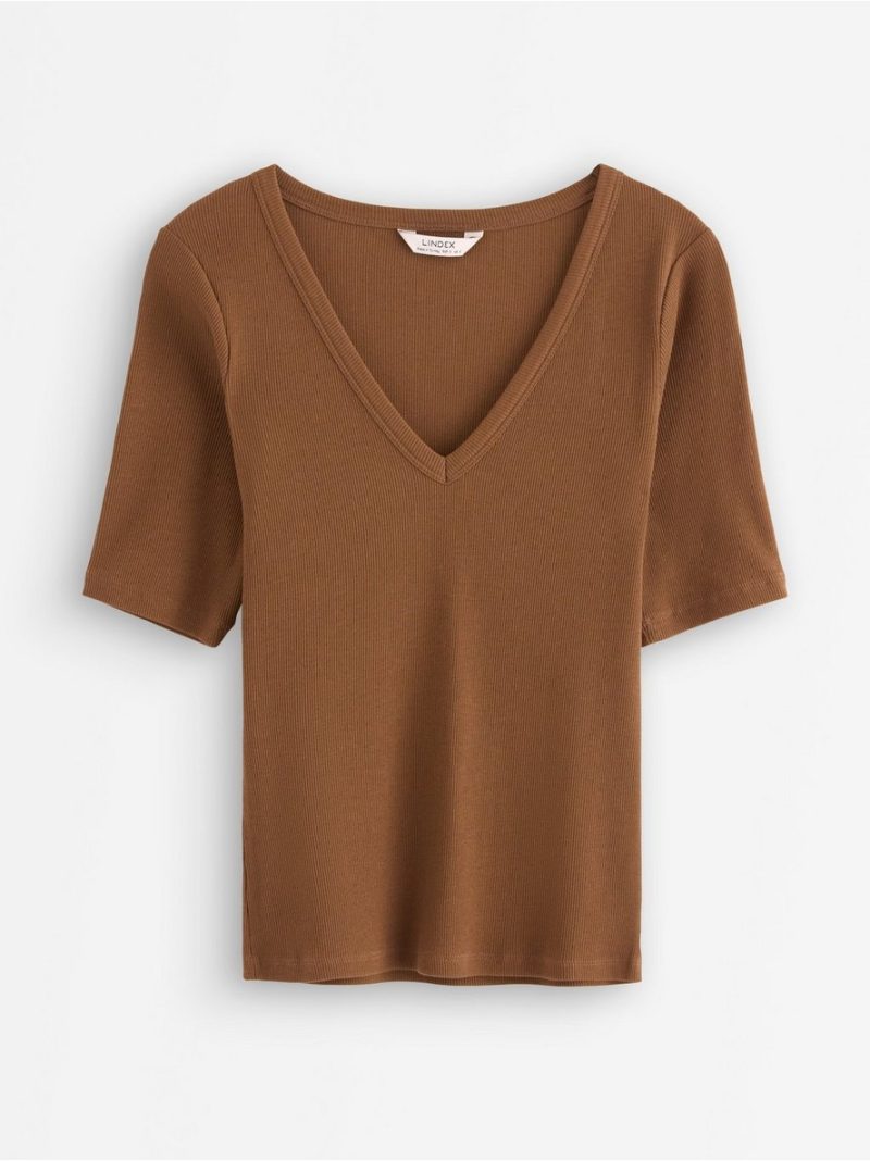 Ribbed short-sleeved top - 3010094-9531
