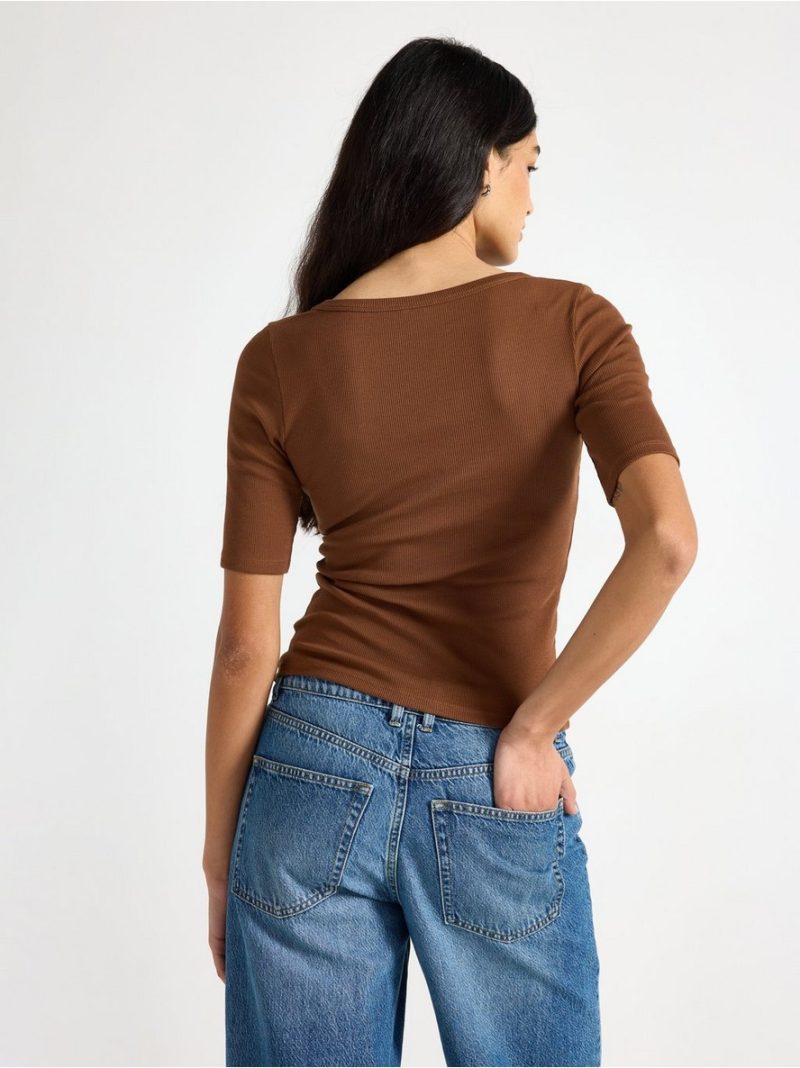 Ribbed short-sleeved top - 3010094-9531