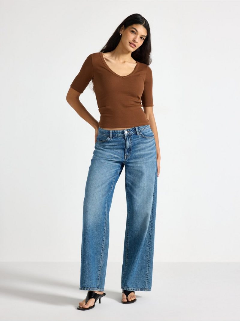 Ribbed short-sleeved top - 3010094-9531