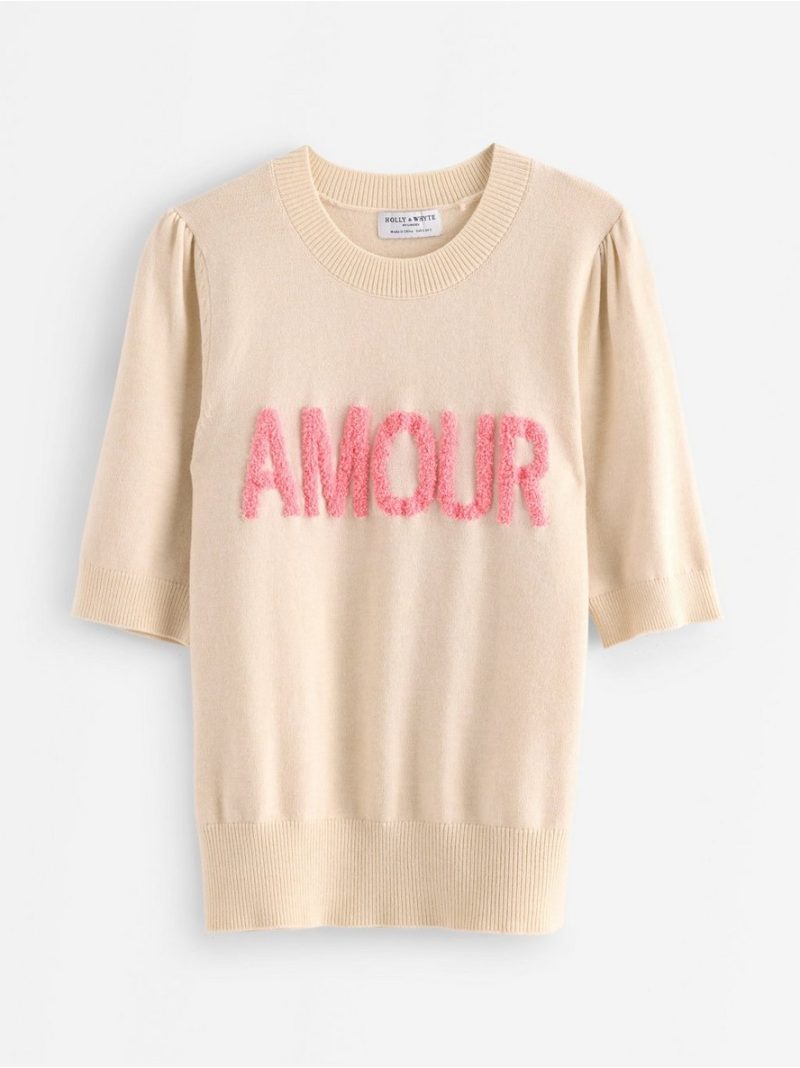 Knitted short-sleeved jumper - 3010281-9806