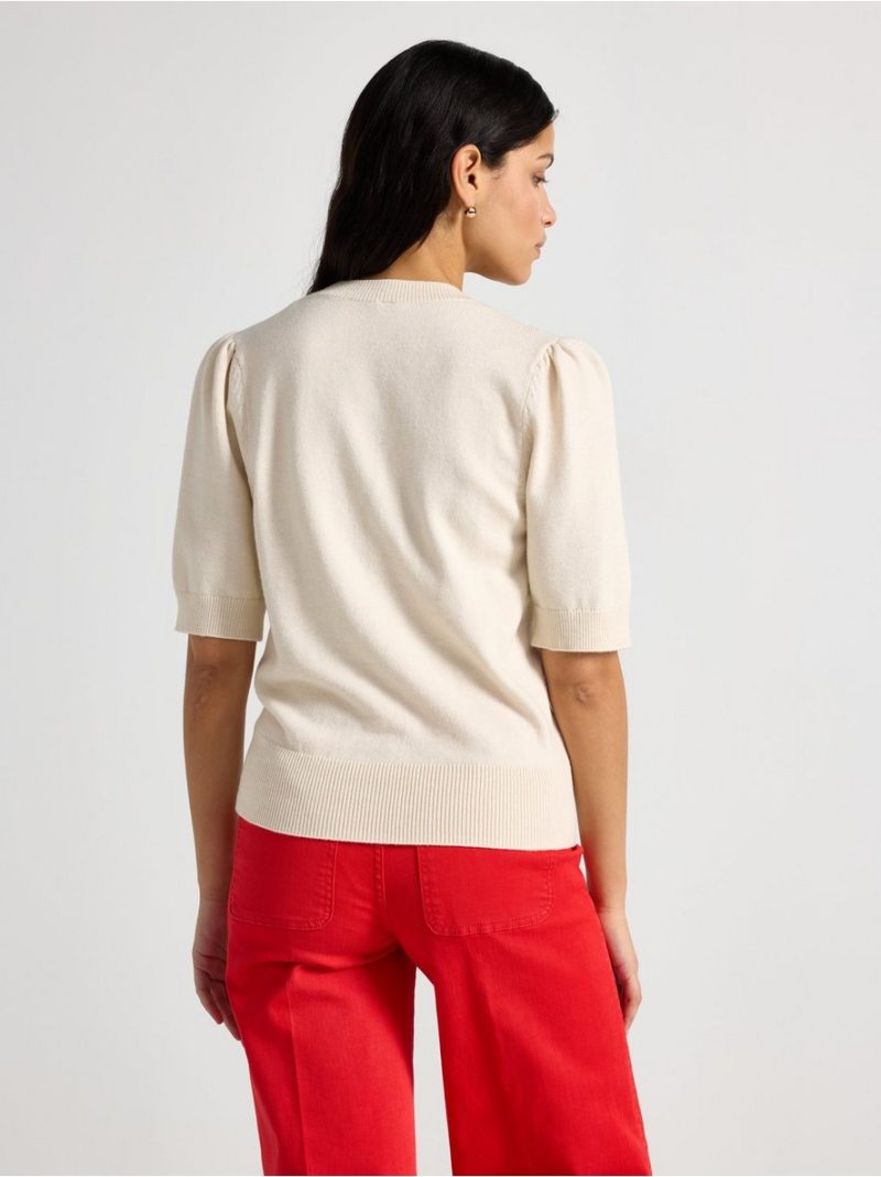 Knitted short-sleeved jumper - 3010281-9806
