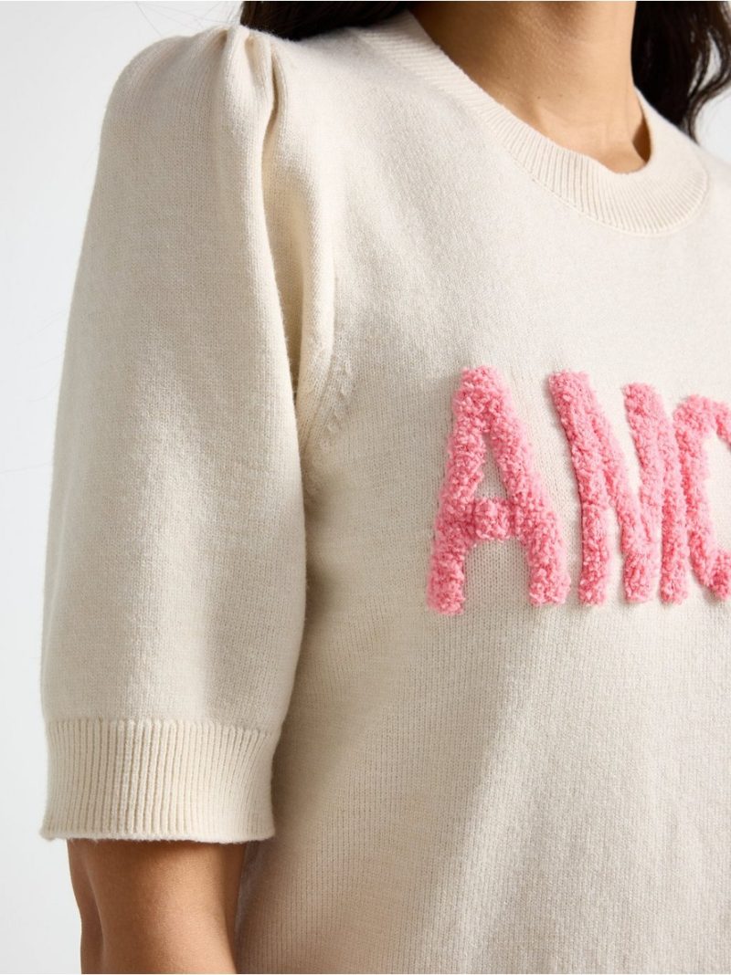 Knitted short-sleeved jumper - 3010281-9806